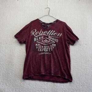 Y2K Rebellion Denim Gothic Cyber Affliction Style Racing Grunge T-Shirt Men L **